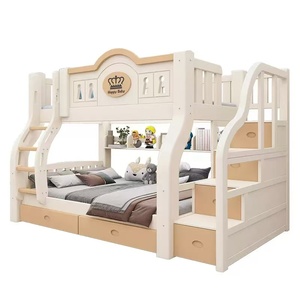 Letto a Castello Funzionale in Legno Massello Bianco per Bambini con Scivolo, Scala Contenitore e Casetta Gioco per Hotel e Appartamenti - Product Image 6