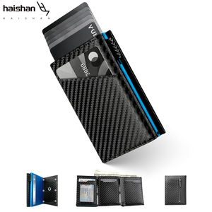 ארנק כרטיסים עסקי מסיבי פחמן לגברים, יוקרתי, מעוצב, מגנטי, מאלומיניום, עם פתיחה מהירה לכרטיסי אשראי - Product Image 1