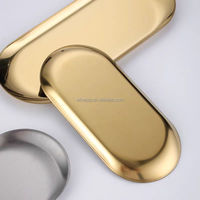 Plateaux de cuisine nordiques dorés de haute qualité en acier inoxydable 9.5 de 23*304 cm, assiettes ovales élégantes jetables pour dîner haut de gamme