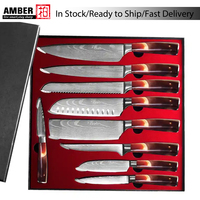 Meilleur vendeur Couteau de chef de 8 pouces Acier à haute teneur en carbone Motif ondulé Manche en bois Pakka Couteau de cuisine tranchant comme un rasoir Vente chaude Outil en métal