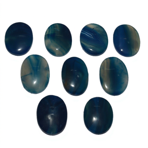 Conjunto de piedras preciosas de ónix azul ovalado pulido, artículos de colección artísticos para uso en Feng Shui, conjunto de Karuna Reiki tallado y grabado de alta calidad de Gujarat - Product Image 1