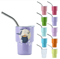 Mini gobelet à shot de 2oz avec couvercle et paille Gobelet à shot en acier inoxydable à double paroi avec logo personnalisé pour fête, voyage, camping