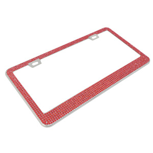 Marco de Matrícula Estándar Estadounidense de Acero Inoxidable con Incrustaciones de Diamantes de Imitación Rojos para Automóvil - Product Image 1