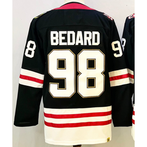 Camiseta de Hockey Chicago Blackhawks Bedard 98 para Hombre, Roja y Blanca, Estilo Deportivo Informal para Casa y Viajes, Transpirable, Sin Cuello, 100% Deportivo - Product Image 6