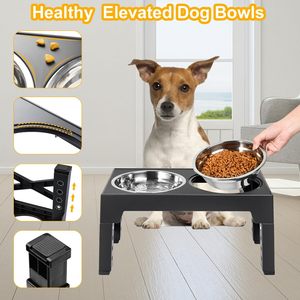 Comederos Elevados para Perros, Comedero Lento con 5 Alturas Ajustables, Ecológico, de Acero Inoxidable y Plástico ABS, para Uso en Interiores, para Perros y Gatos - Product Image 4