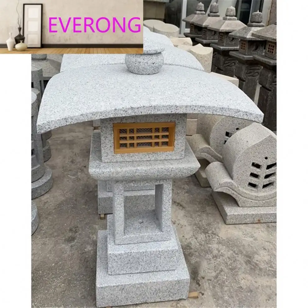 Вырезанные вручную натуральные каменные мини-гранитные уличные фонари в японском стиле для садового орнамента