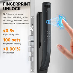Serrure de porte intelligente WIFI à économie d'énergie avec caméra anti-<span class=keywords><strong>espion</strong></span>, mot de passe, noire, pour entrée familiale, serrure de porte électronique - Product Image 2