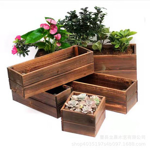 Rectangular Wooden <b>Succulent</b> Planter Natural Wood Color Desktop Or Floor Standing Minimalist Design Flower <b>Pot</b> - Product Image 3