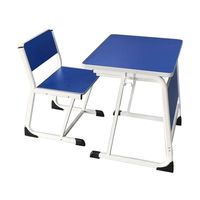 Ensemble Chaise et Bureau Scolaire Moderne en Métal Bleu et Blanc, Hauteur Fixe, Table d'Étude à Face Ouverte, Mobilier Minimaliste pour Enfants en Classe
