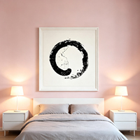 Peinture à l'huile minimaliste noire peinte à la main, motif cercle Zen abstrait Enso, sur toile, pour décoration murale moderne de bureau et de salon