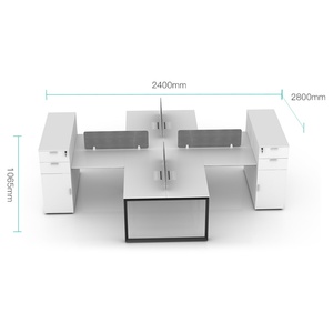 Modern White 4 Person Office <b>Desks</b> Staff <b>Table</b> Office Furniture Modular Workstation With Drawer - Product Image 4