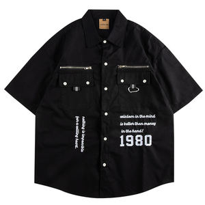 Maglietta da lavoro su misura con marchio privato all'ingrosso maglietta Streetwear High Street top <span class=keywords><strong>Vintage</strong></span> Casual oversize - Product Image 3