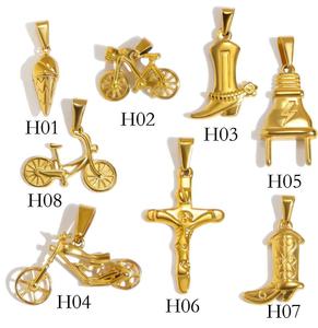 Étanche En Acier Inoxydable Pendentif Plaqué Or Vélo Moto Bottes Plug Croix Crème Glacée Charmes Bijoux Collier Accessoire - Product Image 2