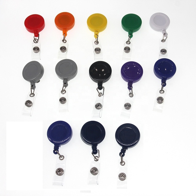 Free Shipping Wholesale DIY Solid Color Many Color Plastic Student/Office/Hospital/Business Name Card Retractable Badge Reel