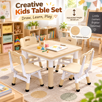Ensemble table et chaise pour enfants réglables en hauteur avec plateau effaçable pour l'écriture, idéal pour les garderies et les écoles maternelles