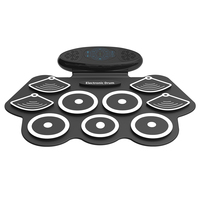 Batterie électronique portable enroulable à 9 pads en silicone, avec pédales et baguettes pour la pratique musicale
