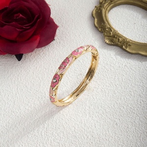Factory Wholesale New Chinese Vintage Fashion Enamel Bangle for Adult Women Gold Plated CZ Inlaid Luxury <b>Bracelet</b> - Product Image 2