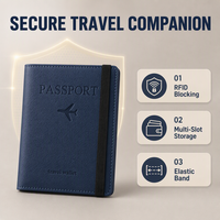 Porte-passeport anti-RFID de luxe avec fermeture à bouton, étui de voyage d'affaires en PU, organiseur de cartes d'identité et de cartes de crédit, portefeuille cadeau