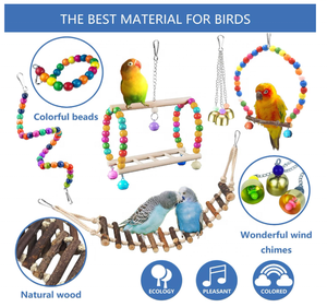 Mainan kandang burung bel gantung kayu alami cocok untuk parkit kecil Cockatiels Conures Finches Budgie - Product Image 3