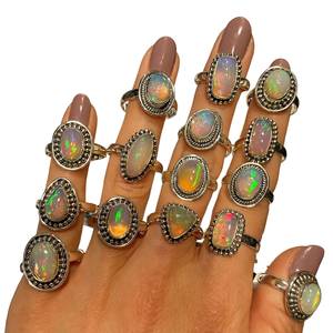 High Quality Natural Ethiopian <b>Opal</b> Sterling <b>Silver</b> Plated <b>Rings</b> Lot Wholesale Brass Gemstone Fashion <b>Ring</b> Waterproof Jewelry - Product Image 1