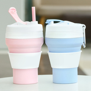 Tasse à café pliable en silicone sans BPA de 350 ml, portable et réutilisable, avec couvercle et paille, idéale pour le camping – Meilleure vente - Product Image 2