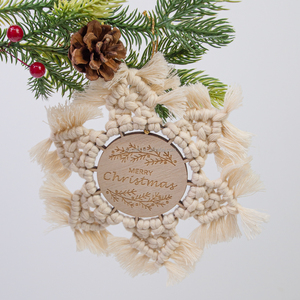 Custom Christmas Tree Deco Handicraft Coaster <strong>Macrame</strong> Hanging <strong>Kit</strong> <strong>for</strong> <strong>Beginner</strong> DIY Circle Board Wooden <strong>Macrame</strong> Ornament Cord Set - Product Image 3