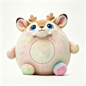 Ciervo esférico de peluche personalizado, suave, con degradado de rosa pastel, crema y marrón claro, tamaño pequeño, color canela. - Product Image 1