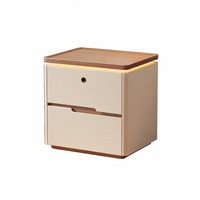 Table de chevet moderne intelligente en MDF avec double tiroir, serrure à empreinte digitale, capteur tactile LED, armoire de chevet pour chambre à coucher, hôtel, appartement