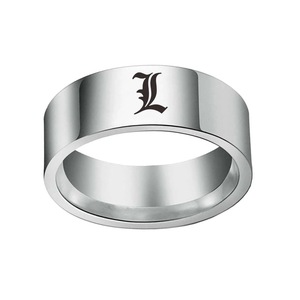 Anello <span class=keywords><strong>Death</strong></span> <span class=keywords><strong>Note</strong></span> L, Cosplay di Lawliet, Anello Punk in Acciaio Inox con Lettera L, Gioiello Hip Hop alla Moda per Uomo e Donna - Product Image 2