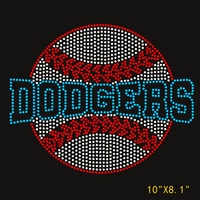 Cheer Baseball Strass Conception Hot Fix Dodgers Strass Fer sur Transfert De Chaleur Presse Fer sur Patch Conception pour Vêtements
