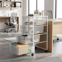 Chariot roulant multi-usages Ningbo Junmao à 4 niveaux en treillis métallique en acier au carbone pour le rangement domestique et le salon