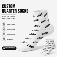 Chaussettes de sport jacquard intégral haut de gamme OEM ODM avec logo personnalisé, respirantes, durables, tricot doux, faible MOQ, fournisseur d'usine
