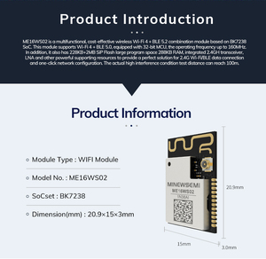 Chi phí hiệu quả wifi4 + ble5.2 giải pháp-bk7238 me16ws02 Combo Wifi <span class=keywords><strong>bluetooth</strong></span> 2.4G Module không dây với AP/STA/AP + Sta chế độ - Product Image 6