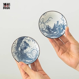 Tasse conique en porcelaine bleue et blanche, motif dragon et phénix, tasse à thé Kung Fu en céramique, design traditionnel chinois, origine Dehua - Product Image 1