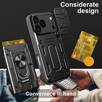 Étui de téléphone hybride avec porte-cartes et béquille pour iPhone 17 Pro, protection de l'objectif de l'appareil photo, compatible iPhone 17, 16, 15, 14, 13