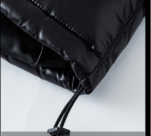 Piumino da <span class=keywords><strong>Uomo</strong></span> Invernale Personalizzato Nero Lucido di Alta Qualità con Cappuccio, Elegante e alla Moda - Product Image 5