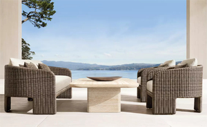 Sofá de exterior de mimbre grueso y resistente a la intemperie, estilo primitivo, para jardín, terraza, isla, resort o villa. - Product Image 5