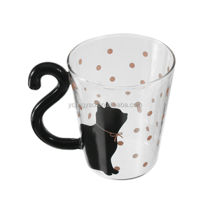 Personalizado bonito gato chá copo Natal férias água vidro copo camping vidro leite copo com suporte - Product Image 2