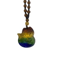 Vente en gros Ethnique Lucky Protection Feng Shui Cristal Chandail Collier Clair Améthyste Obsidienne Renard à Neuf Queues Pendentif Colliers