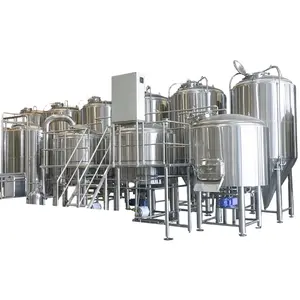 7000L 60BBL brewhouse 5-vessel brewing system commercial brewery beer equipment with pressure conical beer fermenter for sale