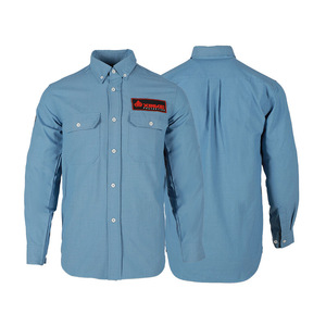 Custom Made <b>Light</b> Blue Cotton Work Shirt For Factory <b>Workshop</b> Safety Clothing Xk22 5634 - Product Image 4