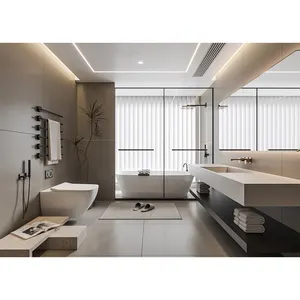 Unique Euro Style Waterproof Cabinet Vanities with Ceramic Basin and Mirror Smart Device for Hotel