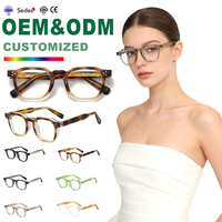 Lunettes rétro anti lumière bleue Insert en acétate Monture épaisse Monture carrée de lunettes Broche en métal Bord épais Hommes et femmes