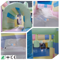 Parcours d'obstacles gonflable couleur macaron pour enfants, château gonflable avec toboggan