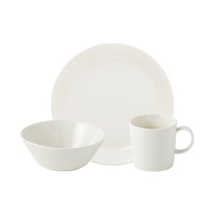 Service de table en céramique minimaliste uni, bols, assiettes et tasses rondes blanches pour un usage quotidien à la maison - Product Image 4