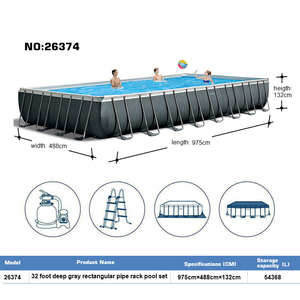 Intex 26374 9.75*4.88*1.32m hình chữ nhật gia đình vui vẻ khung trên mặt đất thép hồ bơi & Phụ kiện bao gồm gia đình thưởng thức - Product Image 3