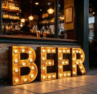 Letrero Luminoso LED Metálico Multicolor para Interiores, Resistente al Agua, Estilo Vegas, para Publicidad
