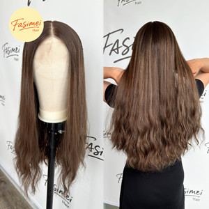 Perruques Fasimei de qualité supérieure, 100% <span class=keywords><strong>cheveux</strong></span> humains vierges non traités, perruques casher juives, faible densité, dessus plat, perruque à dessus en dentelle, <span class=keywords><strong>cheveux</strong></span> ondulés - Product Image 2