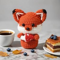Kit de crochet amigurumi personnalisé avec logo, renard roux, kit de bricolage pour débutants, jouet en peluche fait main, cadeau pour enfants et adultes