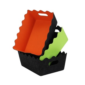 One-piece Molded Wavy Edge Felt Storage Basket Portable Books Organizer Toy Integrated Storage Basket <strong>Bin</strong> with Handle - Product Image 6